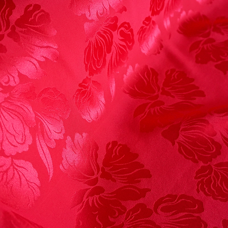 Vải lụa tơ tằm Jacquard 20M/M màu hồng cánh sen đậm