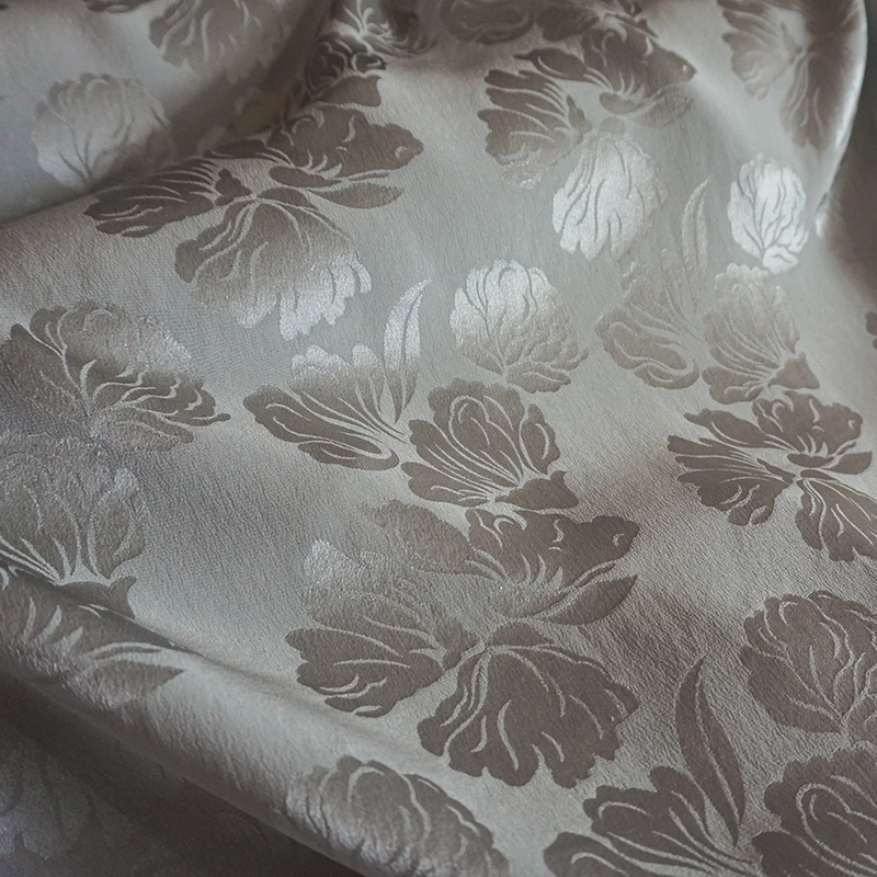 Vải lụa tơ tằm Jacquard 20M/M màu xám