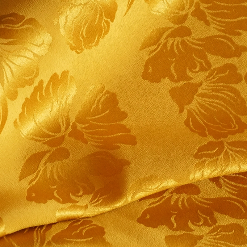 Vải lụa tơ tằm Jacquard 20M/M màu vàng đất
